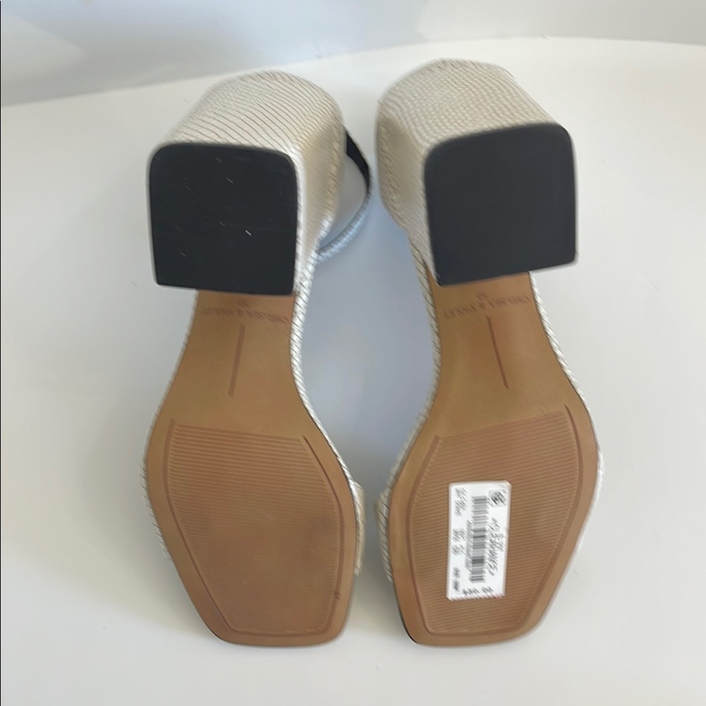 Chelsea & Violet White Textured 4 Inch Chunky High Heel Sandals - Picture 6 of 7